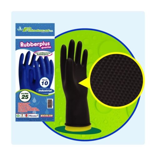 Guante negro cal 25 semi industrial rubber plus
